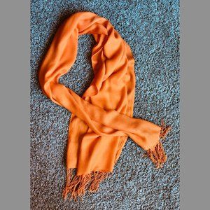 LARGE PASHMINA SHAWL WRAP SCARF SOFT LONG FINE VISCOSE ORANGE FRINGED INDIA